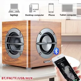 Subwoofer Wood Wireless Subwoofer Home Desktop Mobile Computer Speaker Portable FM Radio Bluetooth Speaker DualChannel Stereo Boom Box