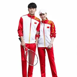 Kinesiska Natial Team Sportswear Suit unisex China Team College Athletes Uniform Spring Autumn Sportwear Student Class Clothing M4uf#