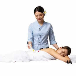 2024 profial spa terno estilo chinês novo outono inverno mulheres terno de linho esteticista spa massagem uniformes A6dx #