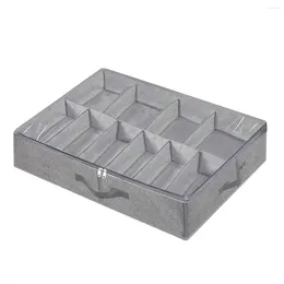 Spoons Under Bed Shoe Storage Box Drawer Organizer For Foldable 12 Pairs Of Shoes Grey