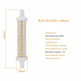 R7S LED 78 mm 118 mm R7S żarówka 20W 30W 12W SMD 2835 Lampa LED Lampa LED 220V Energia Energia Kukurydza Wymień światło halogenowe