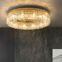 Luz de teto de cristal moderno para lustres de sala de jantar LED Iluminação de lâmpada de lâmpada pendente de ouro decoração de sala de estar