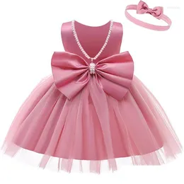 Girls Dresses Girl Born Baby Princess Dress Toddler Kids Clothes 1 Year 1St Birthday Tutu Party Tle Beaded Big Bow Prom Gown Drop Deli Dh4Ro