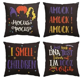 Pillow Case Halloween Throw Covers 18X18 Inch Children Cushion For Farmhouse Outdoor Sofa Couch Decor Set Of 4