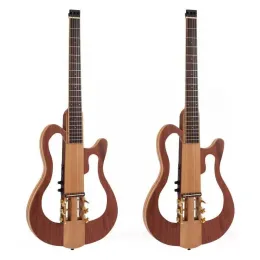 ギターハンドメイドヘッドレススリエントアコースティックギター6ストリングクラシックギター39インチ折りたたみ式サイレンスギターピックアップグッドハンディクラフト