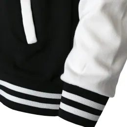 Giacca di colore solido bianco nero sciolto abiti oversize maschi casual abiti da baseball personalità cappotto di pile calde in pile calde