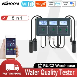 Tuya wifi 8 em 1 testador de qualidade da água S.G/ph/ec/orp/tds/cf/sal/temp medindo analisador de água DIY Detector de qualidade de água monitor