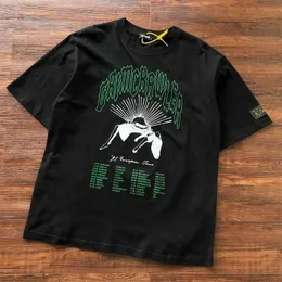 Homens camisetas Boa qualidade Raf Simons Verde Impressão Moda Camiseta Homens Tecido Pesado Unissex Casual Mulheres Negras Vintage Tee T-shirt J240330