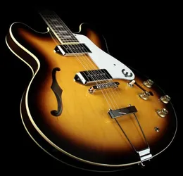 Vintage Sunburst JohnLennon ETCAVSCH Casino 335 Chitarra elettrica P90 Dog Ear Pickups Corpo semi cavo Doppio F Fori Trapezio in metallo 7041894