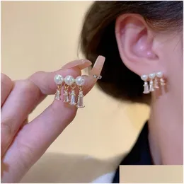 Dangle Chandelier Fashion Designers Pearl Small Tassel Earring for Women Korean Style 2023 New Trendy Jewelry Drop Delive Dhgarden Dhkgr