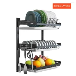 Küche Lagerung Regal Dish Rack Wand Montiert Multifunktionale Schrank Mit Essstäbchen Messer Schüssel Ablassen Organizer