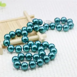 Ketten 10mm Runde Pfau Grüne Perle Muschel Halskette Frauen Mädchen Handgemachte DIY Schmuck Machen Design Mode Zubehör Geschenke für Mutter