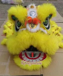 Smart Yellow Southern Children Lion Dance Mascot Costume Sports Toys Theatre Outdoor Christmas Days Pure Wool Game Handmade Stage 6917478