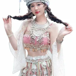 ancient Chinese Cosplay Costume Women 3-piece Set Lady Stage Hanfu Dr Chinese Natial Clothes Chinese Folk Dance Dr Set u713#