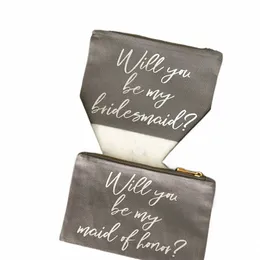 new Persalized Makeup Bag, Bridesmaid Gift, Maid of Hor Gift, Custom Text Wedding Party Favors Canvas Toiletry Bag K1iu#