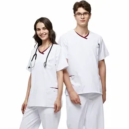 Anno White Scrubs Set Anti-Static Profial Medical Clothes Nurse Staff Uniforms med 1% Citctive Wire Hospital Work Suit Q3KC#