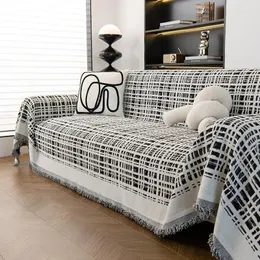 Stol täcker en bit soffa handduk med hög vikt chenille täcker hela säsongen universell nordisk stil non slip dubbelsidig användbar filt