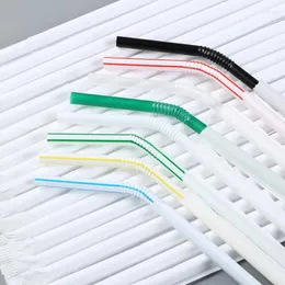 Os copos descartáveis palhas 100Pcs plástico flexível com papel envolvido individualmente