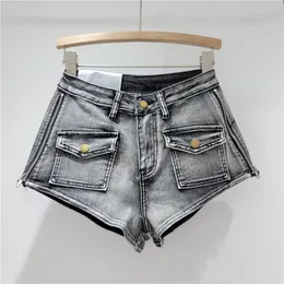 Calças de brim das mulheres shorts verão nova menina quente calças quentes com zíper lateral design lavado angustiado três pontos denim shorts sexy