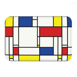 Mattor Piet Mondrian Minimalist de Stijl främre golvdörr Entré Välkommen Mattor inomhus modern konst Dörrat toalettmatta