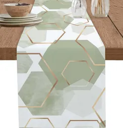 Table Runner Желтый Современное Абстрактное Искусство Эстетика Зеленый Геометр Льняные Дорожки Комод Шарфы Декор Ужин Свадебная Вечеринка yq240330