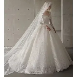 Eleganti appliques in pizzo a torro in barca bianca Abiti da sposa 2023 Lunghezza del pavimento Train fuori dalla spalla Abito da sposa su misura