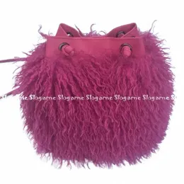 wallet Fi Lg Fur Wool Bag Beach Wool Fur Shoulder Bag Women's 2024 Faux Furs Handbag Luxury Mgolian Sheep Fur Bags 44Dl#