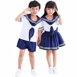 japanese Anime Navy Sailor Costume Uniform Blue for Girls Boys Halen Party School Fancy Dr Bow Tie C3FI#