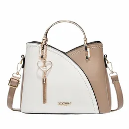 newposs PU Leather Large Capacity Woman Handbag Grid Shoulder Bag Fi Casual Luxury Designer Patchwork Crossbody Pack 2023 35Ym#