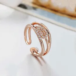 حلقات الكتلة روسيا 585 Purple Gold Leaf Ring Women's 14k ملونة منتج مزاجي