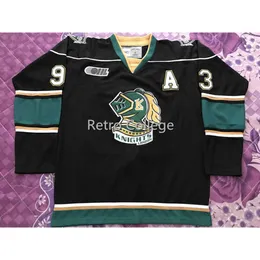 Maglia da hockey 24S London Knights # 93 Mitch Marner verde Bianco Nero Ricamo cucito Personalizza qualsiasi numero e nome Maglie