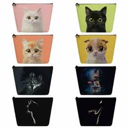 toiletry Organizer Women's Cosmetic Bag Pencil Cases Gift Cute Custom Kawaii 3d Cats Print Black Makeup Bag 2022 Trend Fi q9TG#