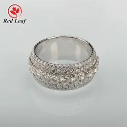 Redleaf Jewelry Five Lines Full Diamond Sier Gold Plated Super Flash Moissanite Ring