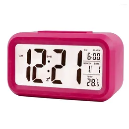 Bordklockor Square Formed Electric Desktop Alarm Clock Electronic Digital LED Time Temperaturkalender Hemdekoration Blue