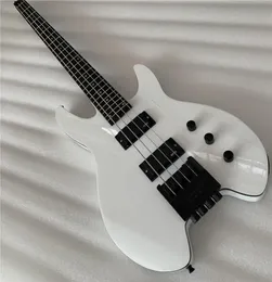 White Headless Electric bass Guitar with HH PickupsTremosewood FretboardBlack Hardwaresoffering customized services1803628
