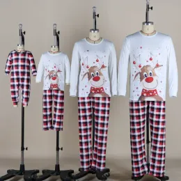 Família de pijama de Natal Deer Deer Adulto Mãe Baby Natal Família combinando roupas 2023 Família Pajamas Dog Roupas de cachorro