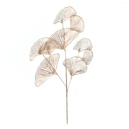 장식용 꽃 1pc 3- 포크 팬 잎 플라스틱 gingko 웨딩 장식 생일 방 레이아웃 숲 꽃 부드러운 소재 인공