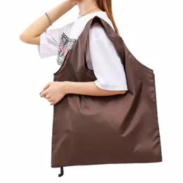 Shop-Tasche Einfarbig Umweltfreundliche Faltung Wiederverwendbare tragbare Schulterhandtasche Polyester für Reise Lebensmittelgeschäft Umhängetaschen 37Ik #