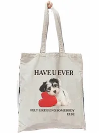 1 stücke Kawaii Hund Grafik Leinwand Tote Schulter Shopper Tasche Lagerung Reisetasche Handtasche Shop Tasche Valentinstag Geschenk M7KI #