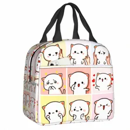 carto Mochi Cat Peach And Goma Meme Lunch Bag Women Thermal Cooler Insulated Lunch Box for Work Office Travel Picnic Food Bags u5Eo#