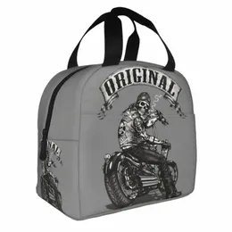 Skull Biker Izolowane torby na lunch chłodniejsze torba posiłek ctainer horror halen wysokie pojemność pudełko na lunch Bento Podróż 00no#