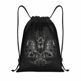 Personalizado Árvore da Vida Yggdrasil Com Ravens Cordão Sacos Mulheres Homens Leve Vikings Sports Gym Storage Backpack G7WT #