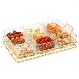 Storage Bottles Nordic Snack Plate Metal Rack Candy Box Glass Partition Platter Iron Dried Fruit