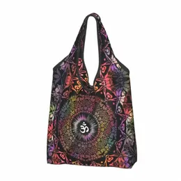 cute Mandala Om Buddhism Aum Shop Tote Bag Portable Zen Yoga Meditati Grocery Shoulder Shopper d5Ww#