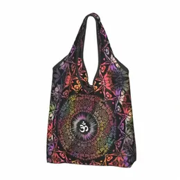 Śliczna mandala om Buddhizm aum Shop TOTE Bag Portable Zen Yoga Meditati Spoter -ramię D5ww#