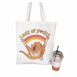 Women Shop Bags Cute Bear Cartos Pattern Series Eco Shopper Shoulder Bag Fi Funny Printing Handbag Canvas Tote Bag Z1VN#