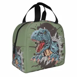 t Rex Dinosaur Print Lunch Bag per le donne Resuable isolato Thermal Cooler Carto Dino Lunch Box Office Picnic Travel Food Borse y5dG #