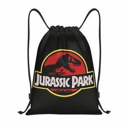 Jurassic Park Borse con coulisse Uomo Donna Palestra portatile Sport Sackpack Zaini da allenamento per dinosauri Sci Fi