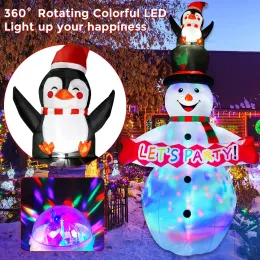 Decorações infláveis de Natal, boneco de neve, inflável pinguim, arremesso de luz LED ao ar livre decorações de quintal