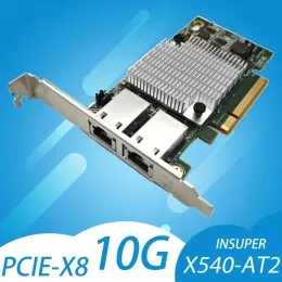 10G Двойной порт Ethernet Card 10G X540-T2 PCIE-X8 Nework Extend Adapter 2 Port 10 Gigabit RJ45 Проводной ПК-контроллер PCIE X16